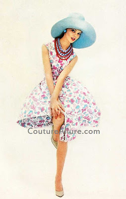1961, david crystal dress, mr. john hat