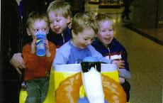 Four boys and a pelican