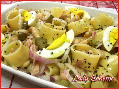 hiperica di lady boheme blog di cucina, ricette facili e veloci. Ricetta pasta fredda con fagioli, tonno e uova sode
