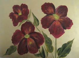 Burgandy Flowers on canvas