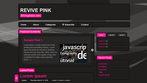 Pink Blog Emplae Templates Bay