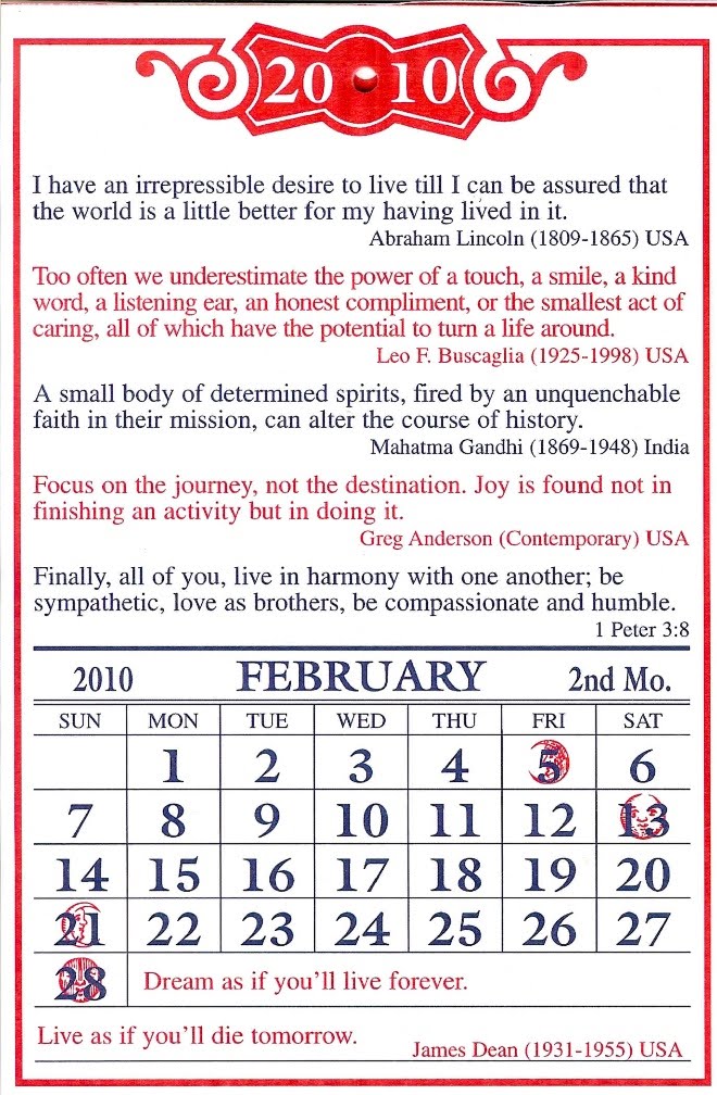 AScattergood Quaker Motto Calendar