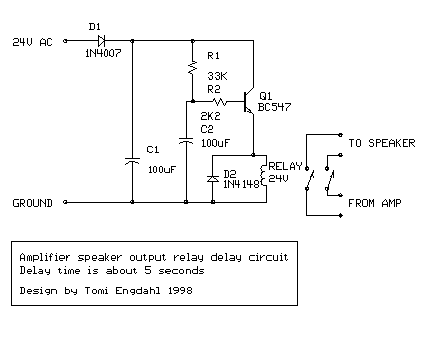 Amplifier Circuit Output Relay Delay Audio |simple schematic diagram