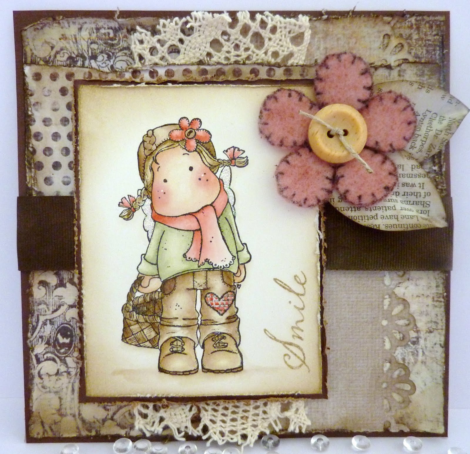 Jane's Lovely Cards Magnolia Down Under Challenge DT use newspaper