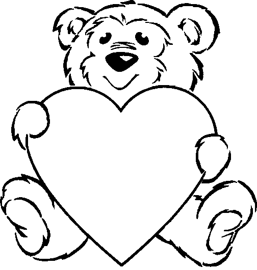 Cartoon teddy with love coloring pages title=