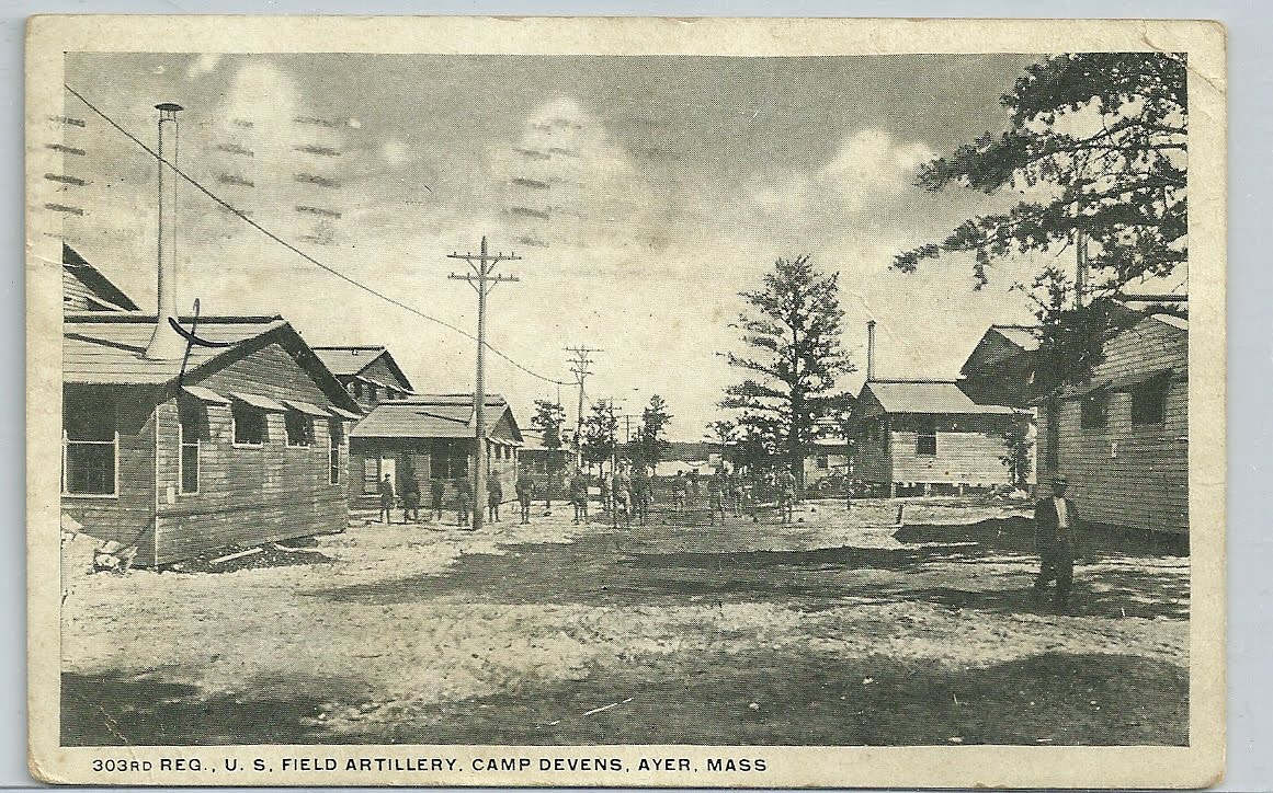 Heirlooms Reunited 1917 postcard showing Fort Devens, Massachusetts