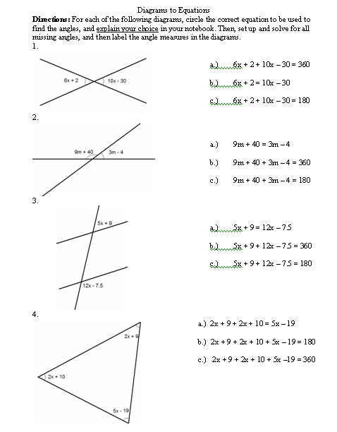 Angle Pair Relationships Worksheet