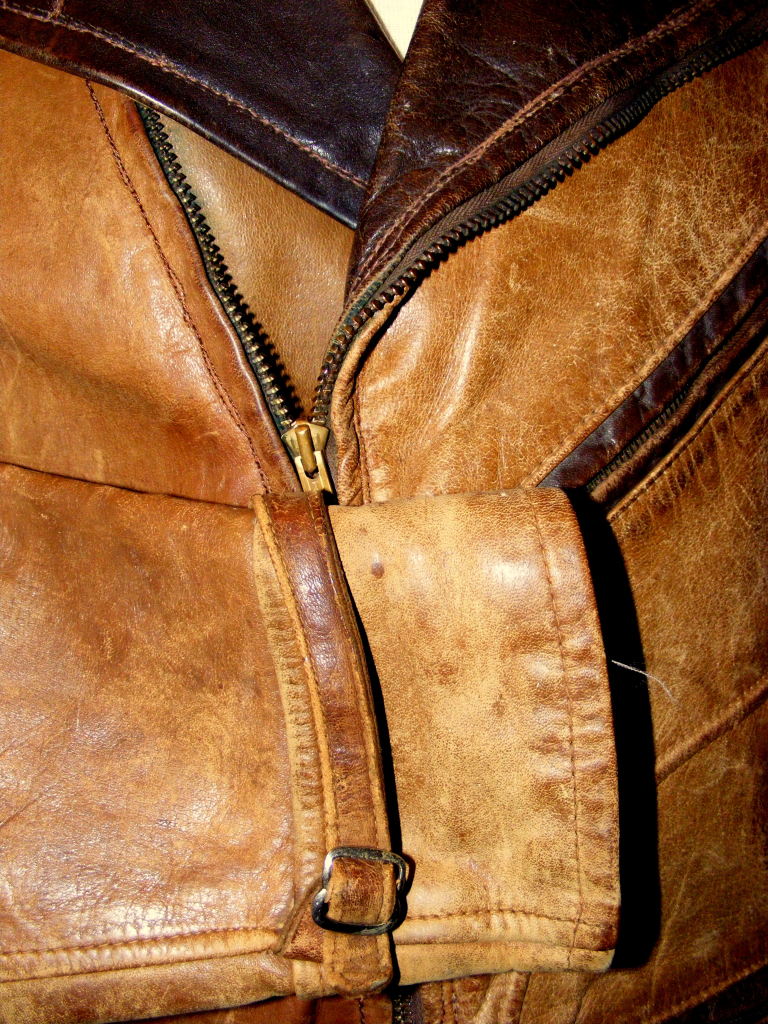 1930's Two Tone Half Belt Leather Jacket ~ Rivet Head