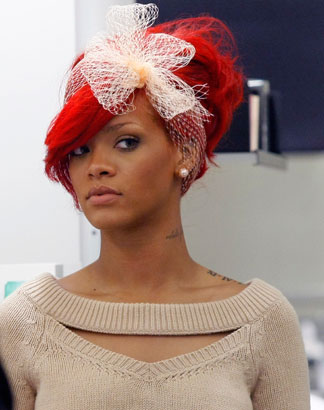 rihanna hair color red. hair done like two. With