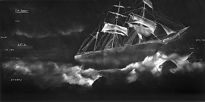 Tacita Dean The Sea, with a Ship, Afterwards an Island, 1999 chalk on blackboard 3 parts, 244 x 488 cm each Tacita Dean The Sea, with a Ship, Afterwards an Island, 1999 chalk on blackboard 3 parts, 244 x 488 cm each