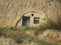Caves are cut into clay banks