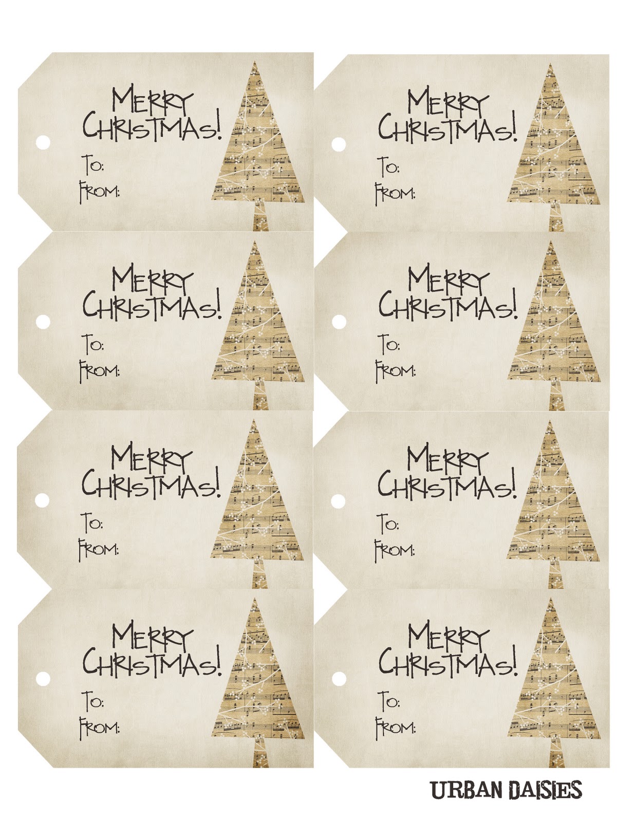 Urban Daisies Christmas Gift Tags