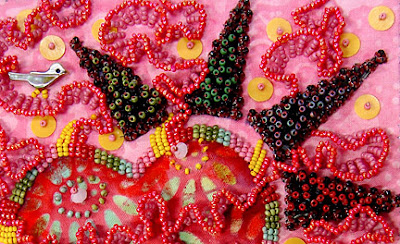 bead embroidery by Robin Atkins, bead journal project, January 2008, thorn detail