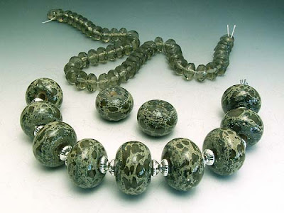 Lichen beads by lampwork artist Terri Budrow-Nelson