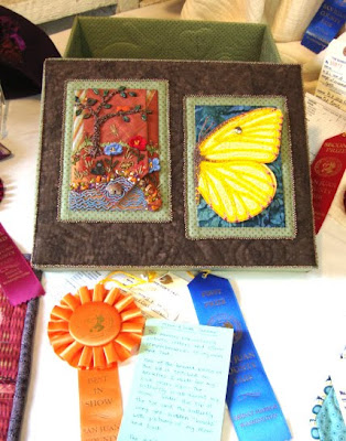 bead embroidery, quilting, memory box by robin atkins wins ribbons at fair