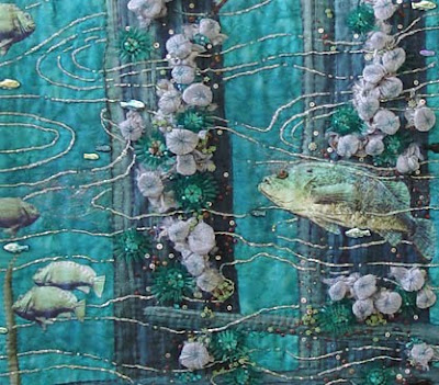art quilt by Thom Atkins, Global Warming, center detail