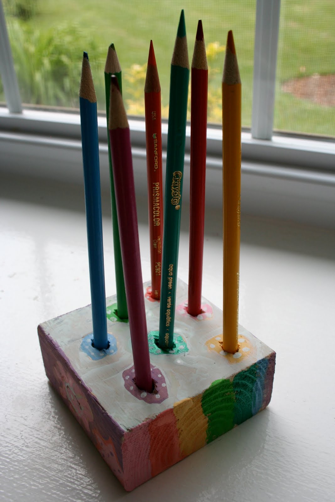 Pink and Green Mama Kid's Carpentry Pencil Block