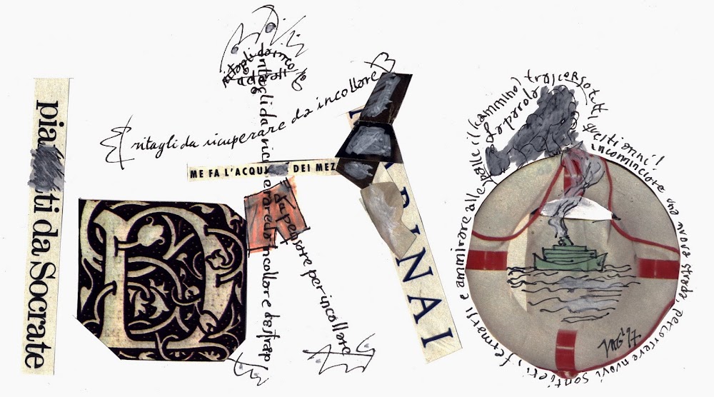 Collage and Calligraphy with remains of clippings...