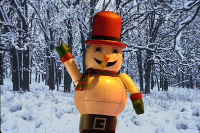 Snowman in snowy Forest