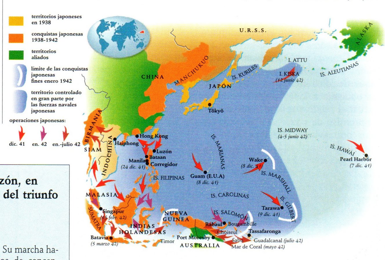 BLOG DE HISTORIA DEL MUNDO CONTEMPORÁNEO: II GUERRA MUNDIAL: EXPANSIÓN  JAPONESA POR EL PACÍFICO TRAS PEARL HARBOR
