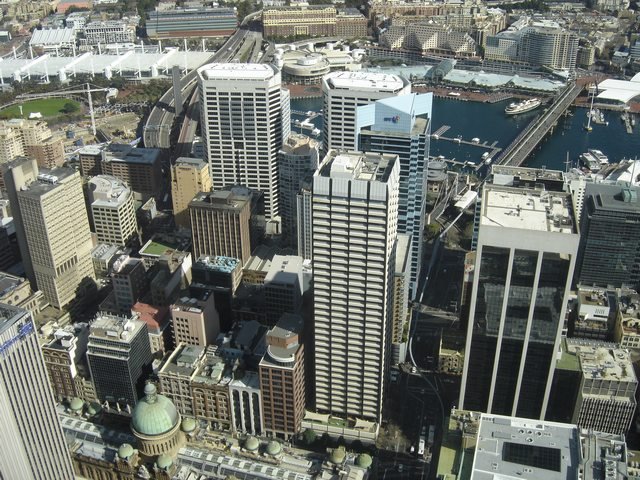 Panorama de Sydney Tower vers Darling Harbour
