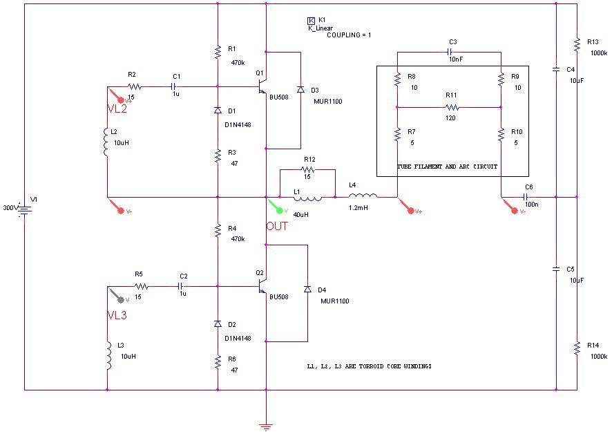 Tharks: Electronic Ballast Schematic Simulated