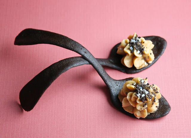 Peanut Butter Mousse in Tuile Cookie Spoons