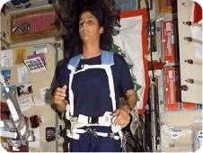 While aboard the International Space Station, astronaut Sunita Williams exercises rigorously to maintain optimum health.