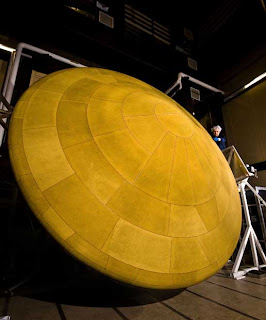 The finished heat shield for NASA's Mars Science Laboratory is the largest ever built for descending through the atmosphere of any planet.