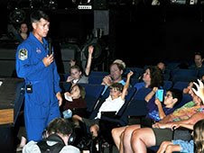 Astronaut Shane Kimbrough speaks with a group of Aviation Camp kids at the Fernbank Science Center