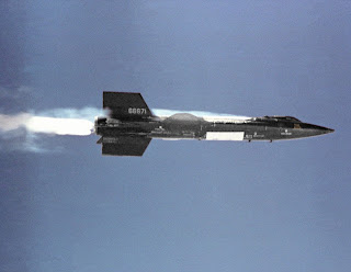 The X-15 research aircraft on its first powered flight on Sept. 17, 1959