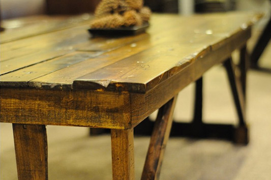 wooden pallet coffee table close up