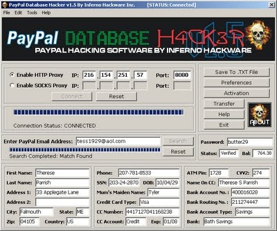 hacking software bank account paypal database hacker hack money numbers information card credit 2010 tools v1 welcome store inferno update