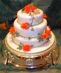 orange cakes roses cake flowers fall decor tier pearls edible bright round three