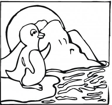 penguin at beach coloring page