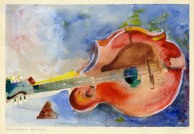 Water Color "Grandfather's Mandolin" by Robert Ivers of Gibson F-4 #24532
