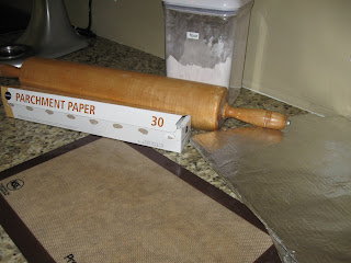 Assemble the tools to roll out the dough nice and flat.