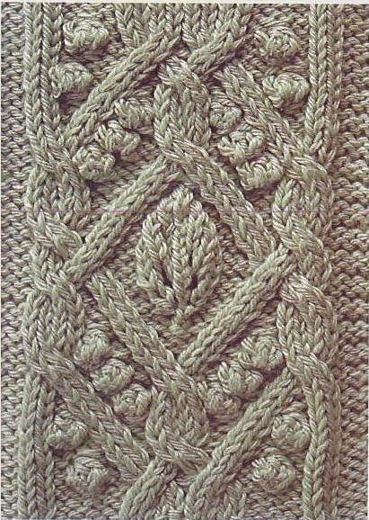 Free Knitting Patterns: Ornate cable with leaf and bobbles