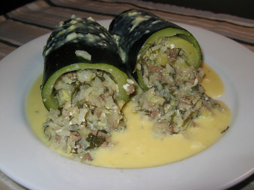 Kolokithakia Gemista (Stuffed Courgettes) with Avgolemono Sauce Kolokithakia Gemista (Stuffed Courgettes) with Avgolemono Sauce