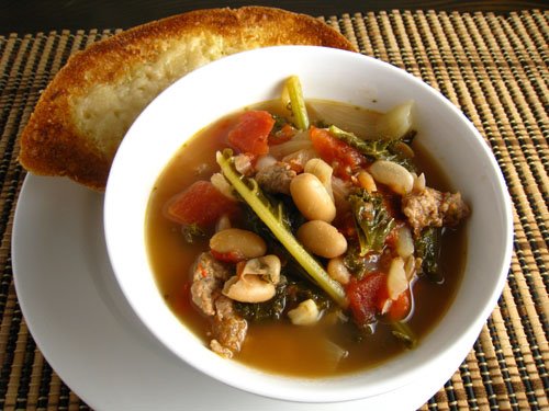 White Bean and Kale Soup with Turkey Sausage Recipe on Closet Cooking