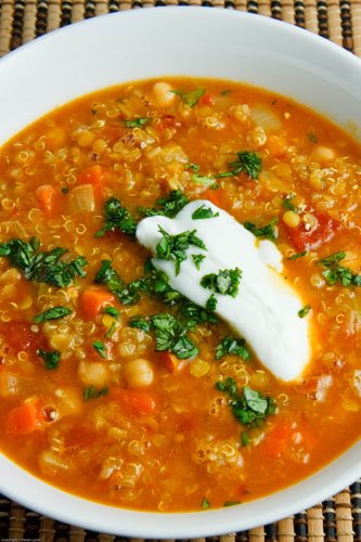 Curried red lentil soup with chickpeas and quinoa, Recipe by Zestycook ...