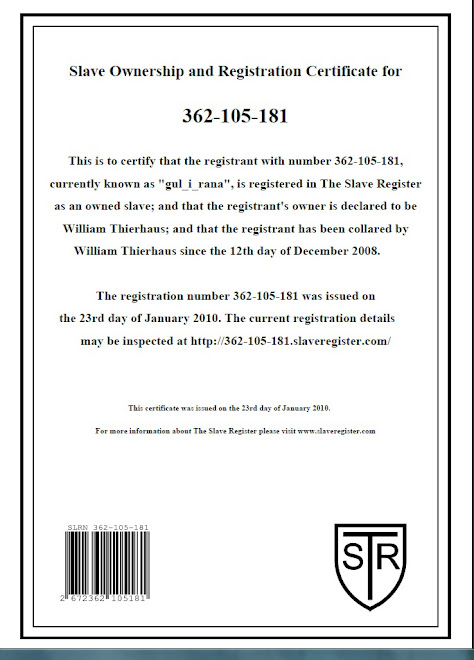 ENSLAVEMENT REGISTRATION