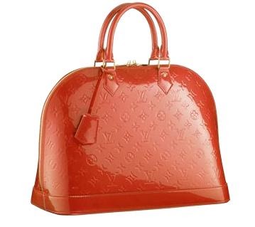 handbags closet: louis vuitton vernis alma gm replica (orange sunset)