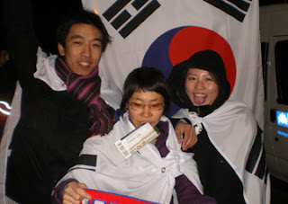 Korean fans at the South Korea v Greece friendly at Craven Cottage, London