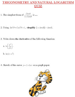 MATHEMATICS WORKSHEET: TRIGONOMETRY AND NATURAL LOGARITHM