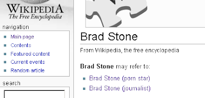 Brad Stone: Wikipedia Disambiguation page