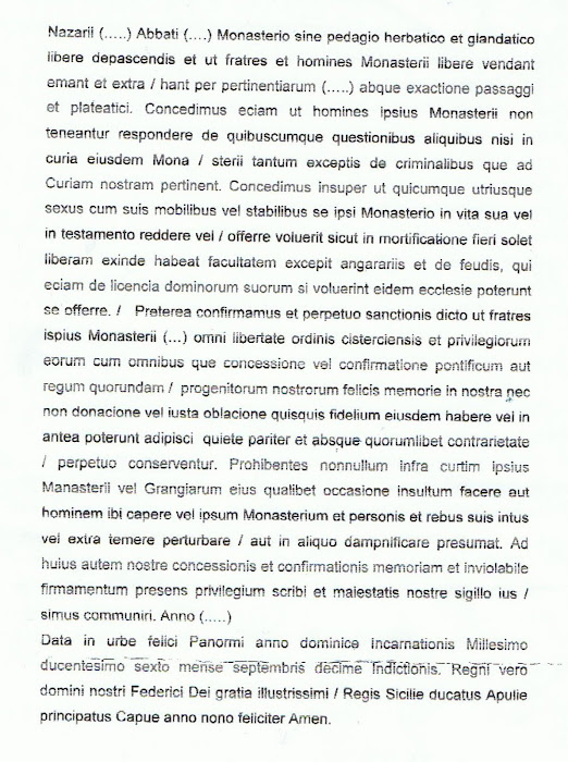 Trascrizione ratificata dagli Archivi di Stato Napoli