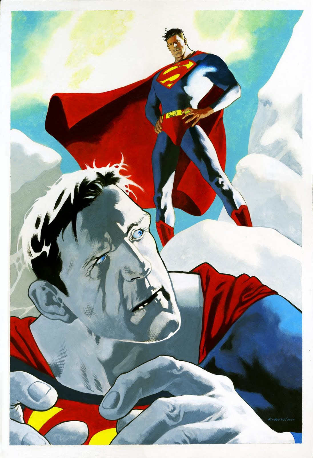 Kevin Nowlan Superman & Bizarro painting