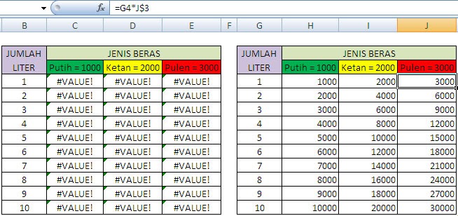 Mengalikan Teks dengan Angka di Excel 2007 : Tutorial Komputer