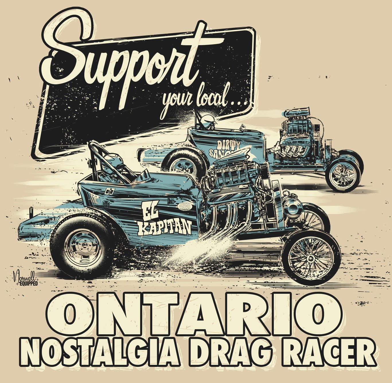NEW RAGS AND SWAG FOR The Ontario Nostalgia Drag racers. 